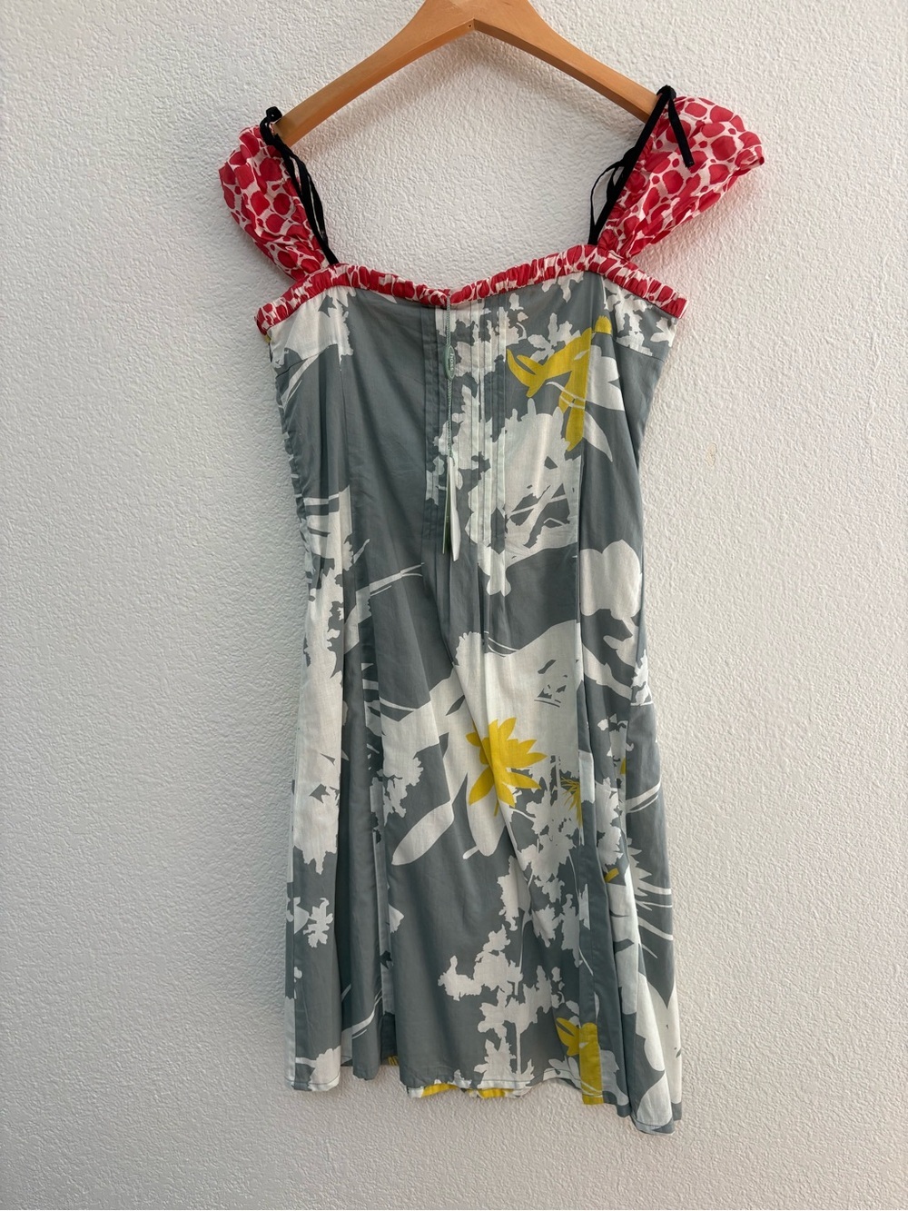 Floral Gray & Yellow Sundress with Pink Trim - Picture 3 of 6